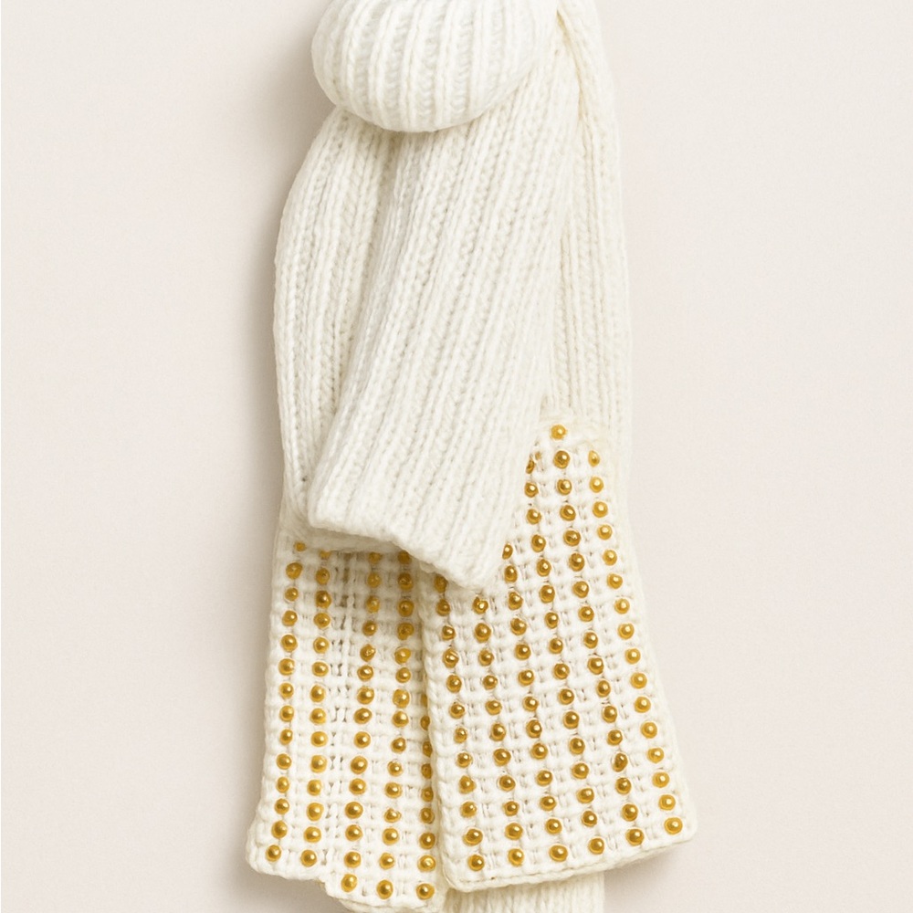 DKNY White Scarf with Gold Embellishment with Tags